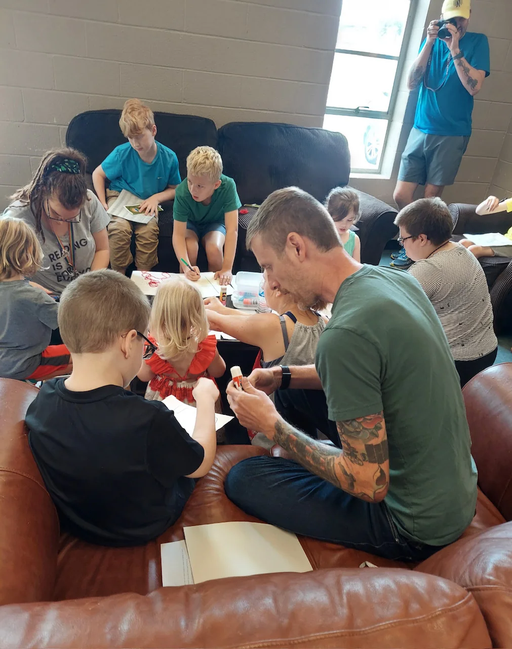 Kids and parents creating stories together with StorySpace